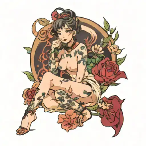 nude anime characters tattoo design idea