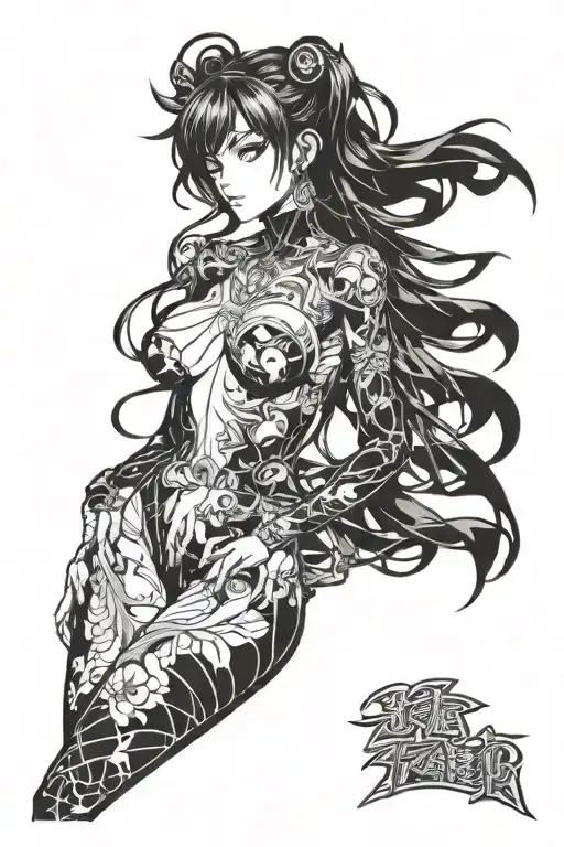 nude anime girl tattoo design idea