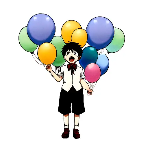 A boy whom escapes a balloon tattoo design idea