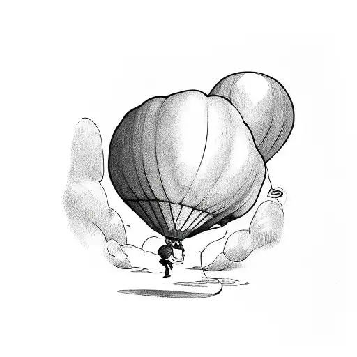 A boy whom escapes a balloon tattoo design idea