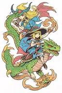 dark magician girl riding a dragon tattoo design idea