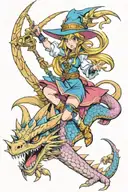dark magician girl riding a dragon tattoo design idea