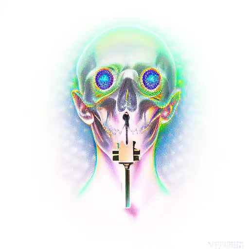 head with keyhole key tattoo design idea