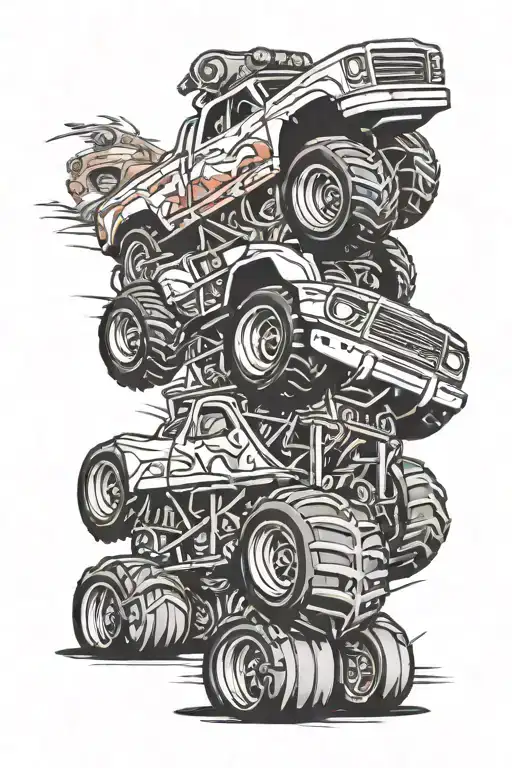 monster truck tattoo design idea
