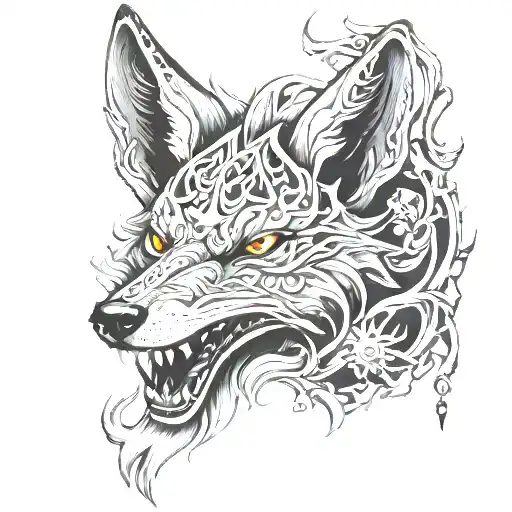 13 ghost jackal tattoo design idea