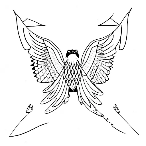 red tail hawk wingspan tattoo design idea