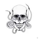 skull with snake tattoo design idea