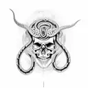 skull with snake tattoo design idea