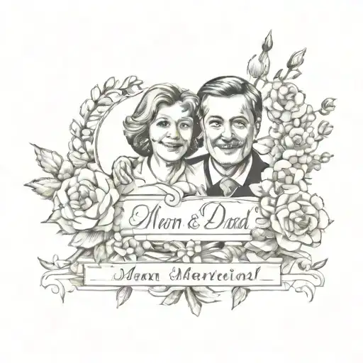 mom dad memorial tattoo design idea
