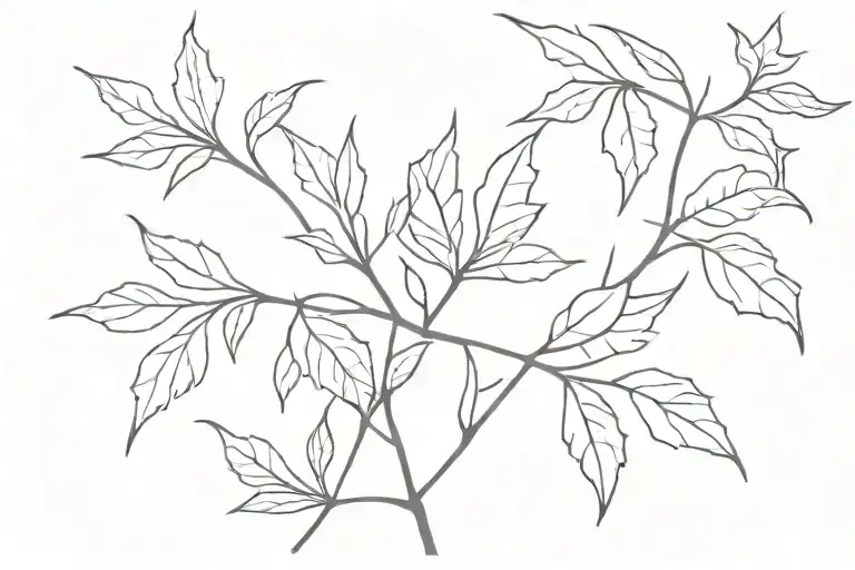 willow branch and maple leaf  tattoo design idea