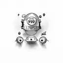 999 with the words "the party never ends" under it and to pistons crossing each other tattoo design idea