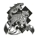 tiger chase eagle chase shark  tattoo design idea