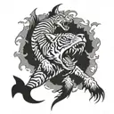 tiger chase eagle chase shark  tattoo design idea