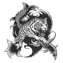 tiger chase eagle chase shark  tattoo design idea