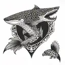 shark and tiger and eagle  tattoo design idea