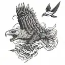 eagle with shark with tiger  tattoo design idea