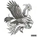 eagle with shark with tiger  tattoo design idea