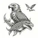 eagle with shark with tiger  tattoo design idea