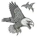 eagle with shark with tiger  tattoo design idea