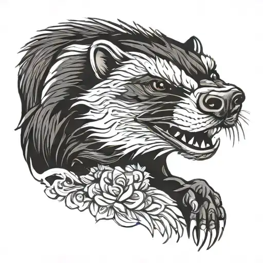 honey badger working tattoo design idea