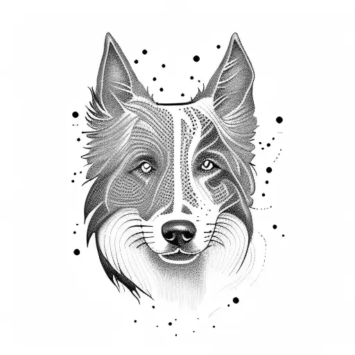 border collie silhouette tattoo design idea