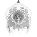 An intricate black and white shoulder tattoo featuring a majestic P&ID Schematic tree with gas pipes as branches. The tr tattoo design idea