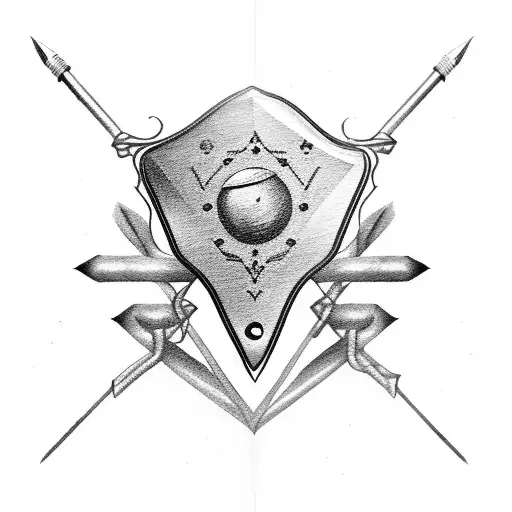 A guitar pick with barbell design tattoo design idea