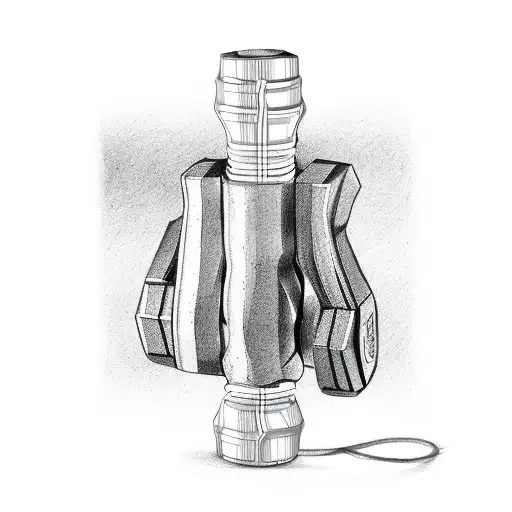 Dumbbells and guitar neck intertwined tattoo design idea