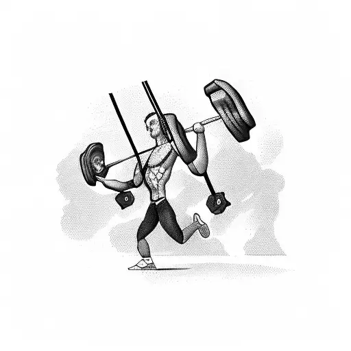 Weightlifting barbell with musical notes as weights tattoo design idea