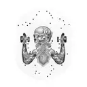 A guitar pick with barbell design tattoo design idea