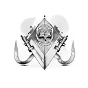 A guitar pick with barbell design tattoo design idea