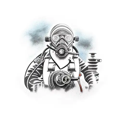 welding diver scarf tattoo design idea
