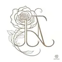 rose initial r s letter tattoo design idea