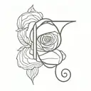 rose initial r s letter tattoo design idea