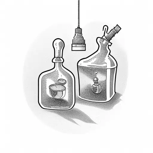 potion bottle with a yellow potion in it tattoo design idea