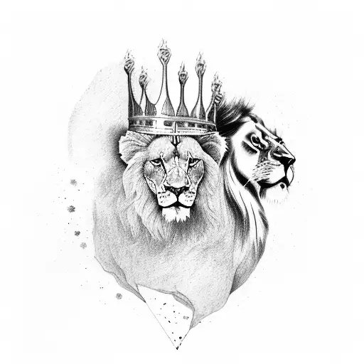 Lion and Lamb in one with crown of thawns on head tattoo design idea