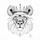 Lion and Lamb in one face with crown of thawns on head tattoo design idea