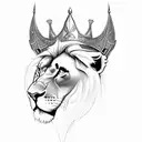 Lion and Lamb in one face with crown of thawns on head tattoo design idea