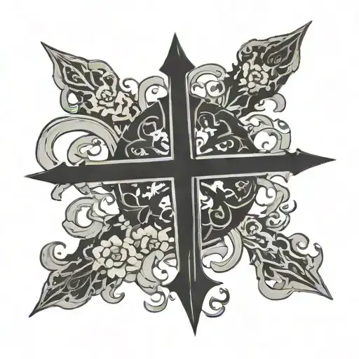 Gothic and minimalistic cross without unnecessary patterns tattoo design idea
