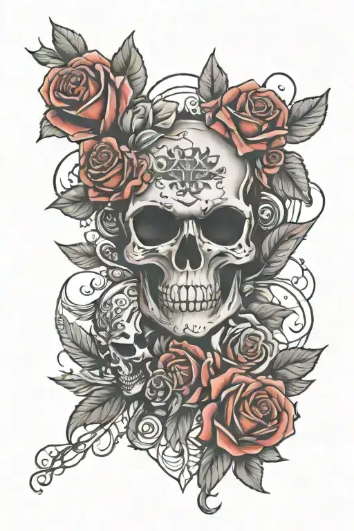 Harley sourounding with roses growing tattoo design idea