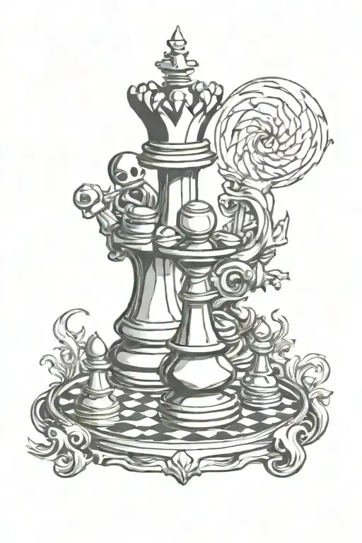 anime chess piece tattoo design idea