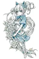 anime girl tattoo design idea