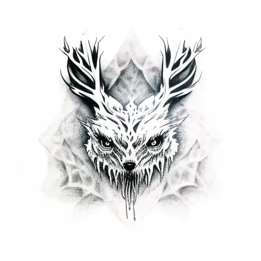 leshen in graveyard tattoo design idea
