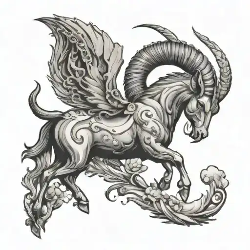 celestial beach capricorn tattoo design idea