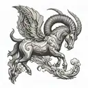celestial beach capricorn tattoo design idea