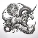 celestial beach capricorn tattoo design idea