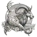 celestial beach capricorn tattoo design idea