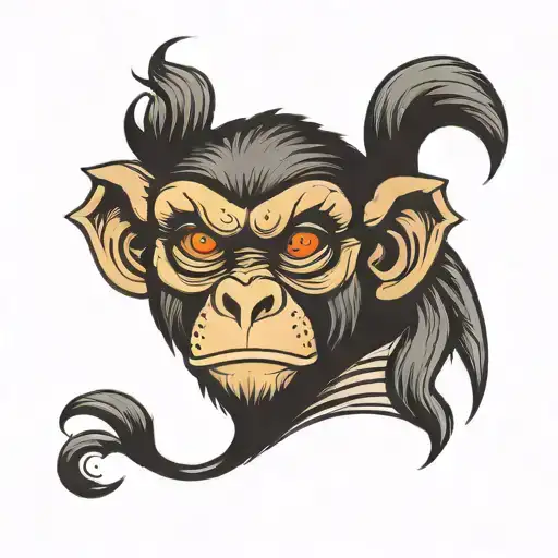 masked monkey muscular tattoo design idea