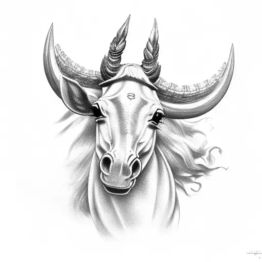 fusión de gallo y caballo tattoo design idea