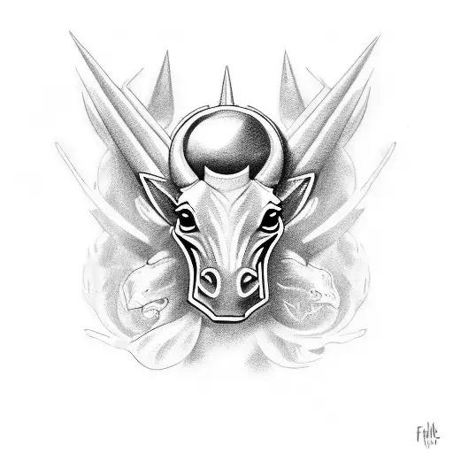 fusión de gallo de pelea y caballo tattoo design idea